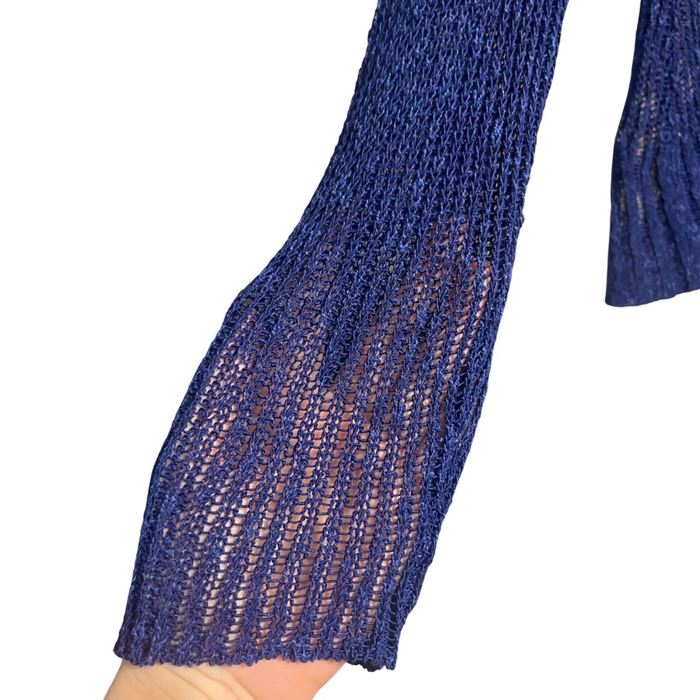 Eileen Fisher Linen Cotton Blend Blue Sweater Size Medium - Picture 6 of 8